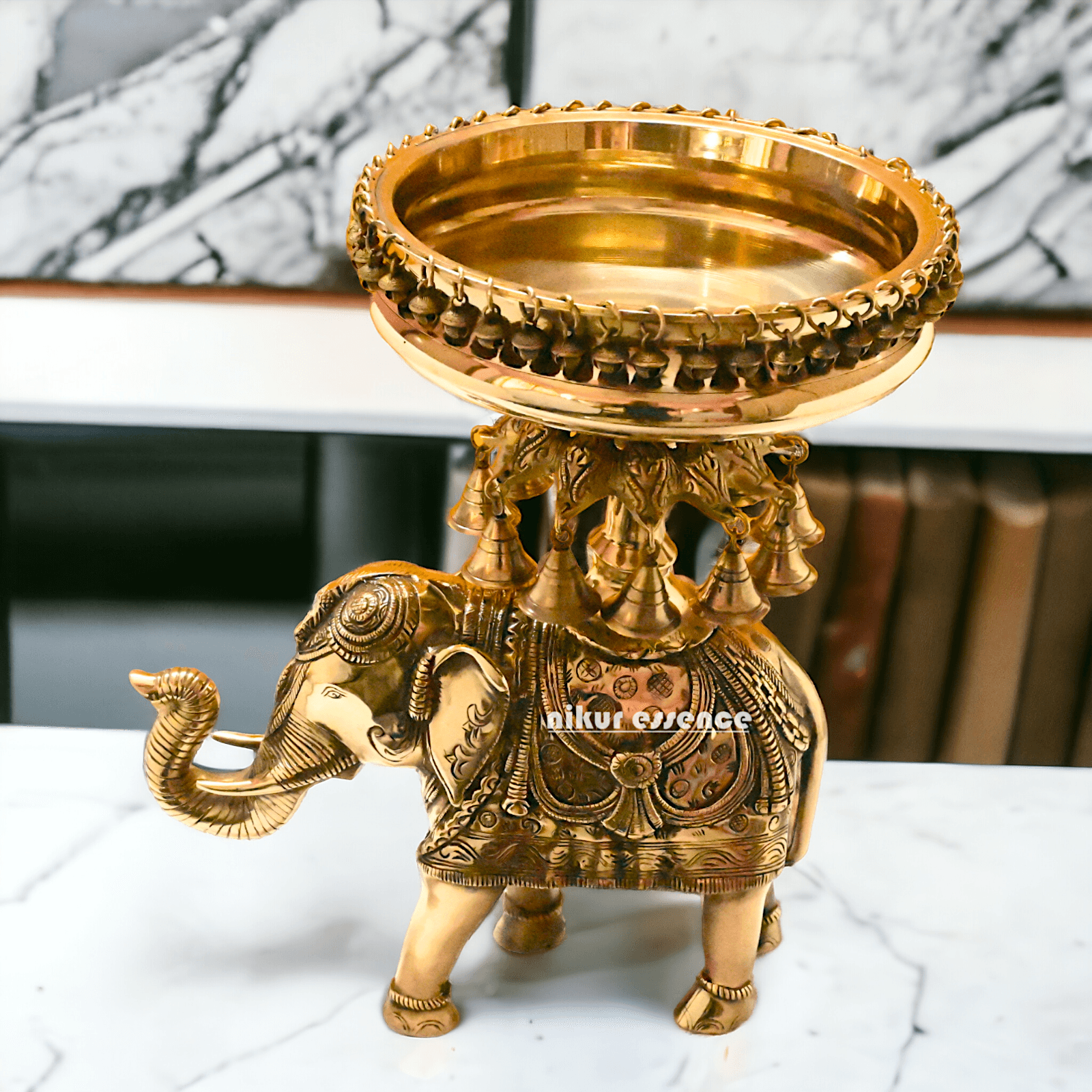 Elegant Brass Elephant Urli with Bells outlet