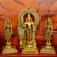 Brass Murugan Valli with Devayani