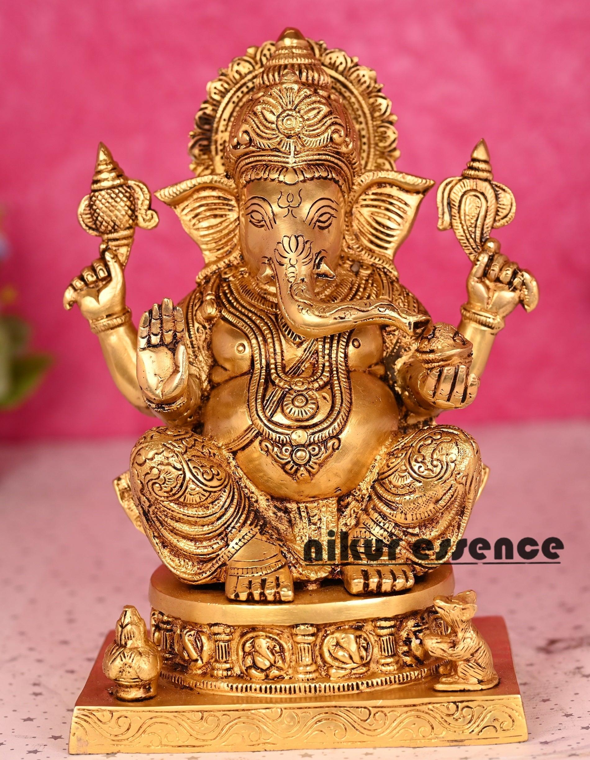 Buy Ganesha Bhagwan online: The Remover of Obstacles, Lord of Wisdom, and Embodiment of Good Fortune Idols Nikuressence