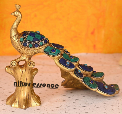 Peacock Perfection Personified: Intricately Designed and Beautifully Crafted Brass Statue for Home Decor and Spiritual Growth