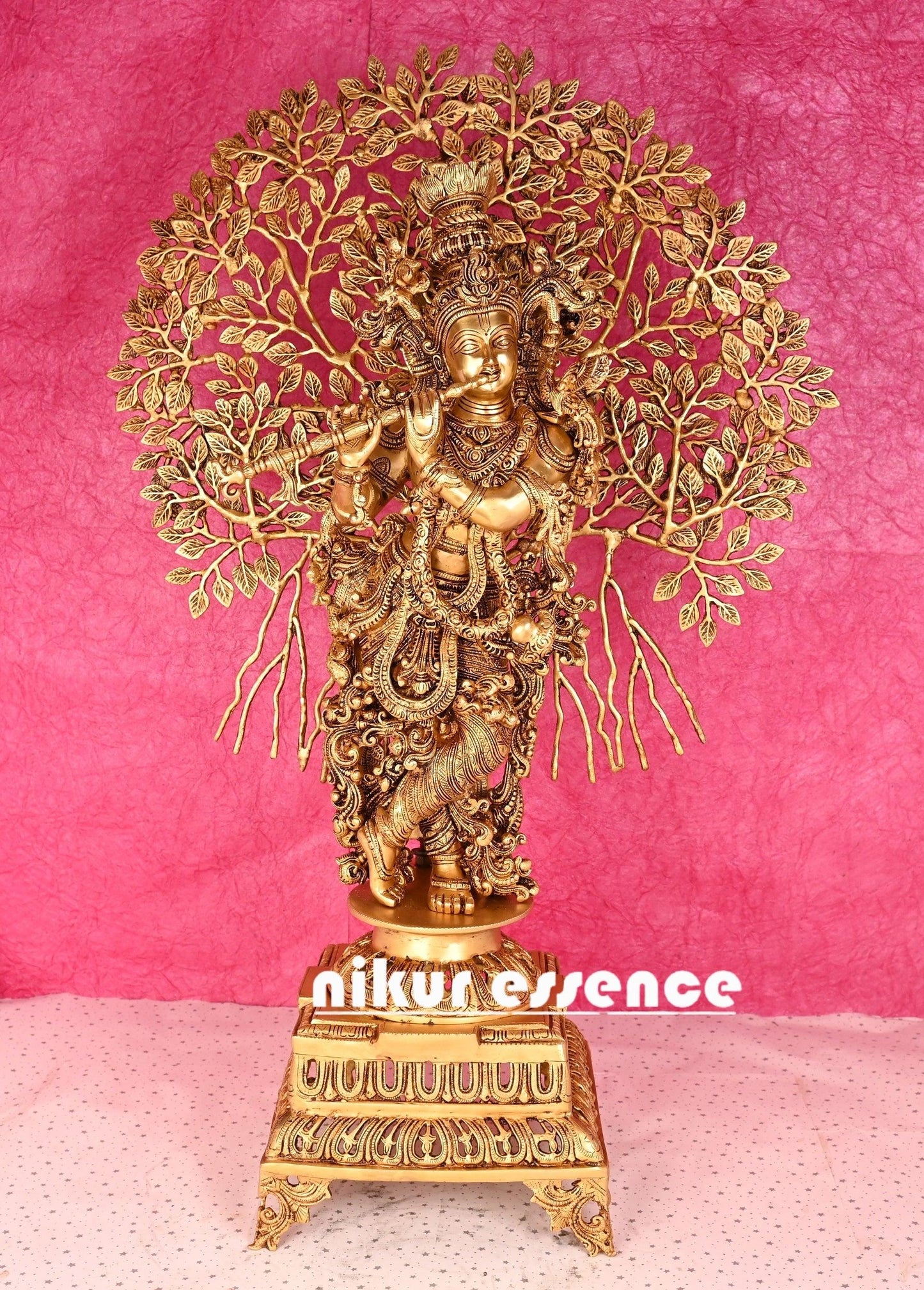 Online buy Krishna with Tree | Buy krishna with tree | Brass krishna with tree -Nikur essence