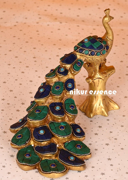 Peacock Perfection Personified: Intricately Designed and Beautifully Crafted Brass Statue for Home Decor and Spiritual Growth