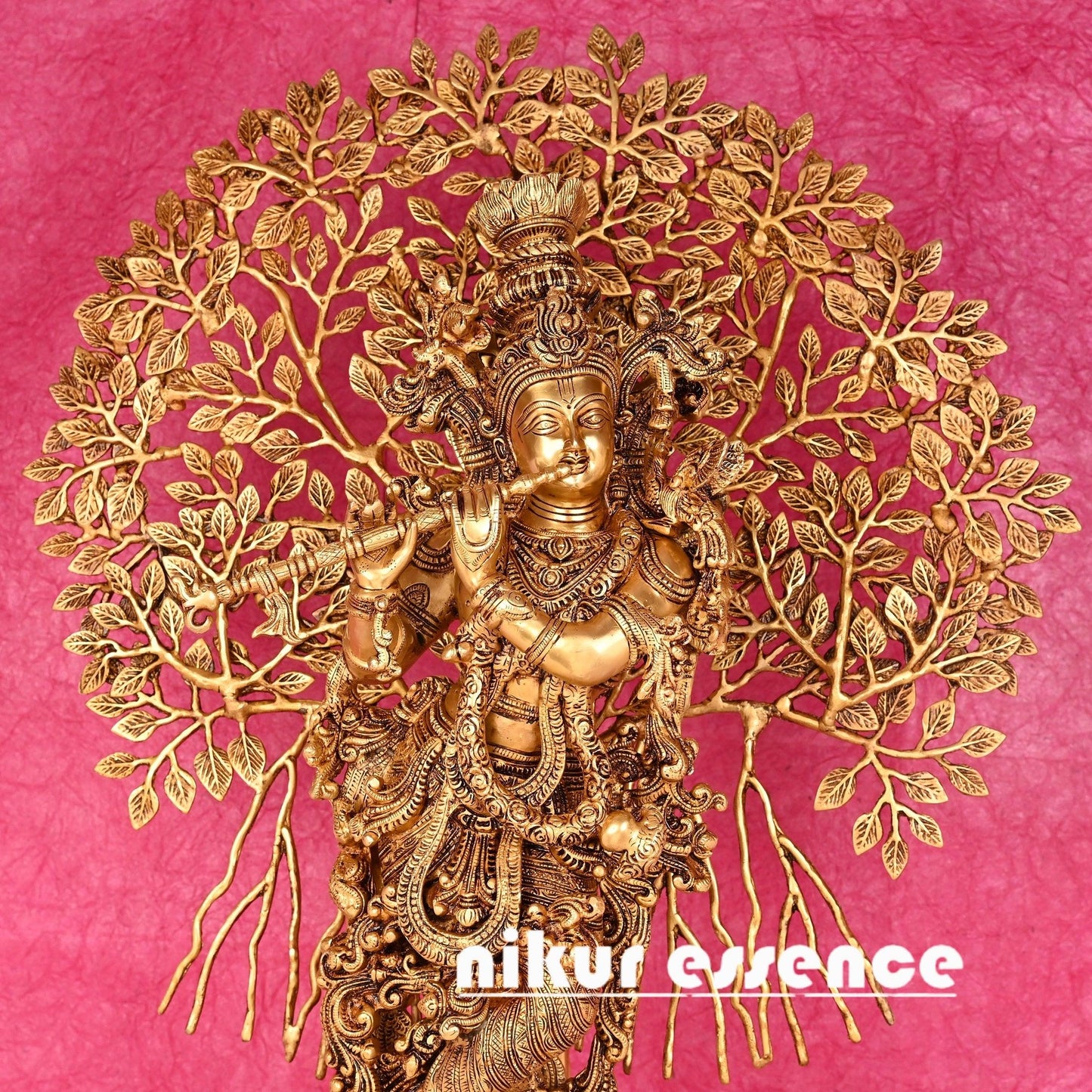 Online buy Krishna with Tree | Buy krishna with tree | Brass krishna with tree -Nikur essence