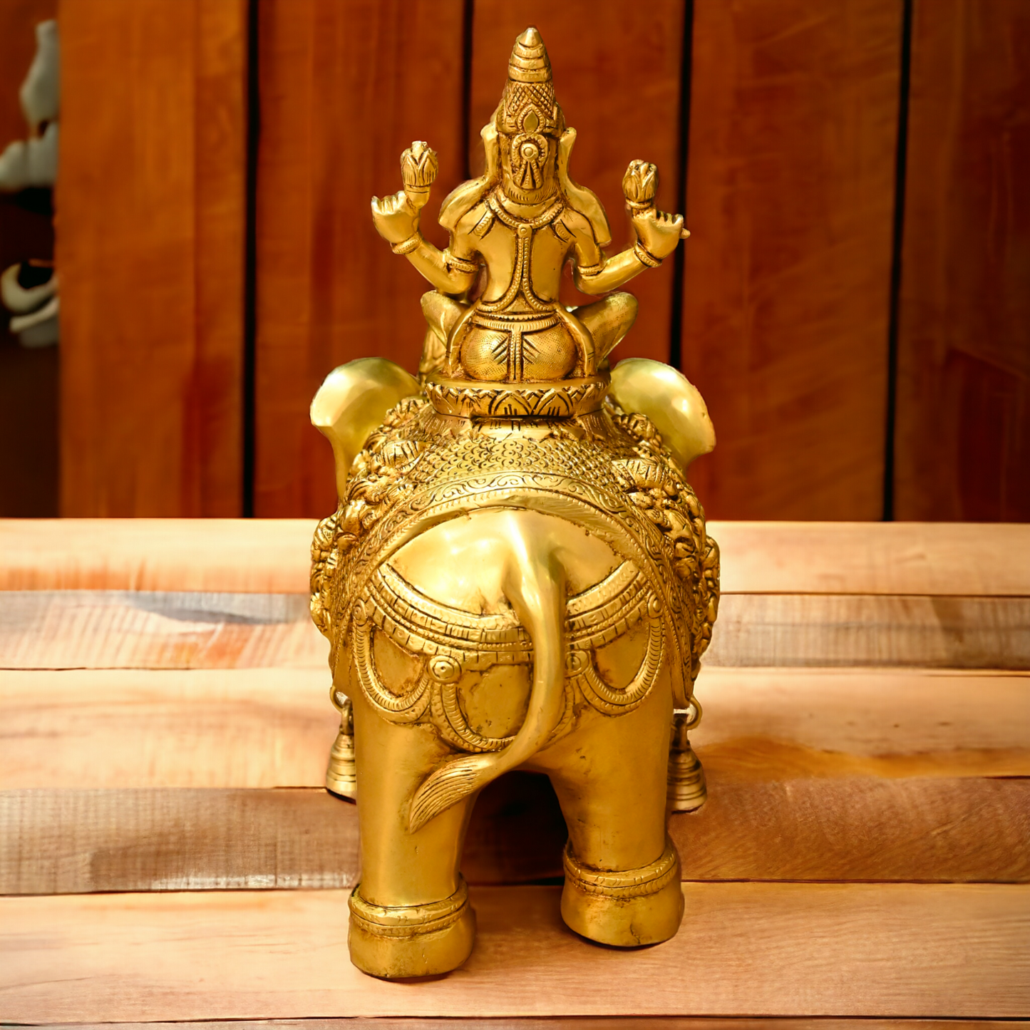 Buy Bass Statue of Lakshmi Seated Gracefully on an Elephant with Trunk Raised – Symbol of Prosperity, Abundance, and Divine Blessings Idols Nikuressence