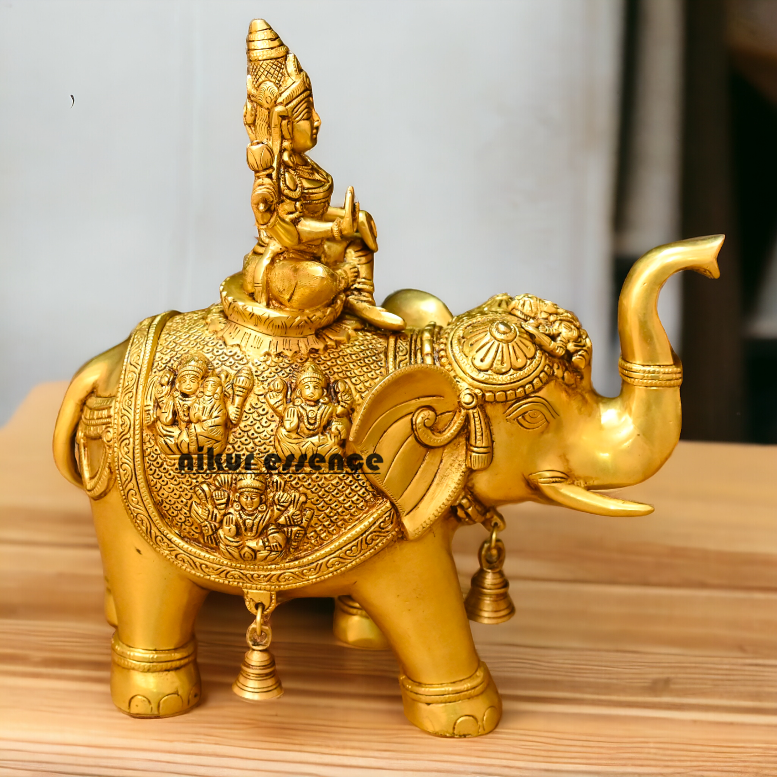 Buy Bass Statue of Lakshmi Seated Gracefully on an Elephant with Trunk Raised – Symbol of Prosperity, Abundance, and Divine Blessings Idols Nikuressence