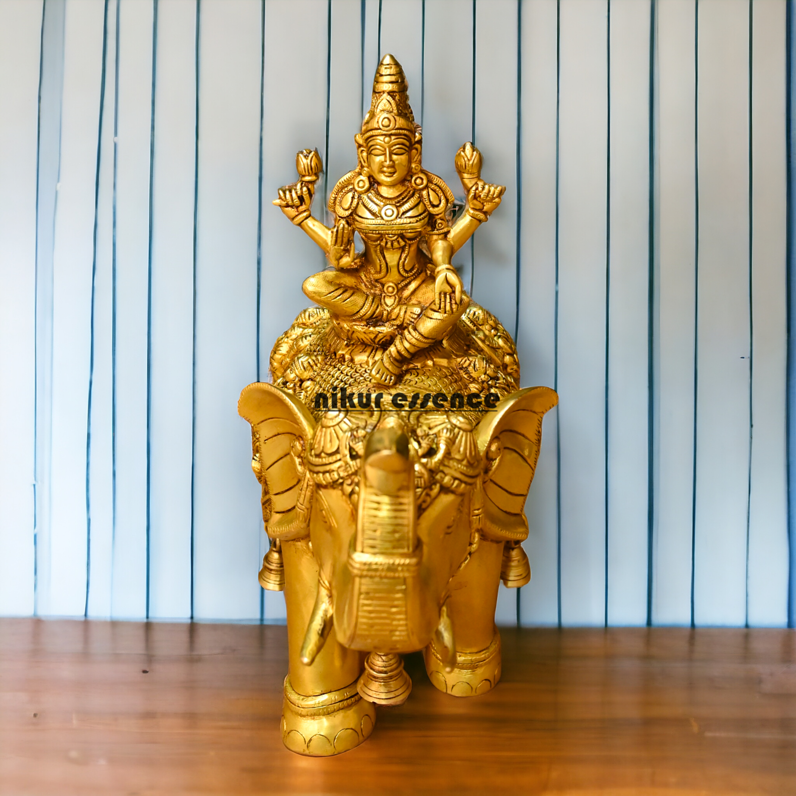 Buy Bass Statue of Lakshmi Seated Gracefully on an Elephant with Trunk Raised – Symbol of Prosperity, Abundance, and Divine Blessings Idols Nikuressence