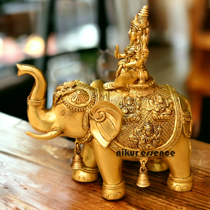 Buy Bass Statue of Lakshmi Seated Gracefully on an Elephant with Trunk Raised – Symbol of Prosperity, Abundance, and Divine Blessings Idols Nikuressence