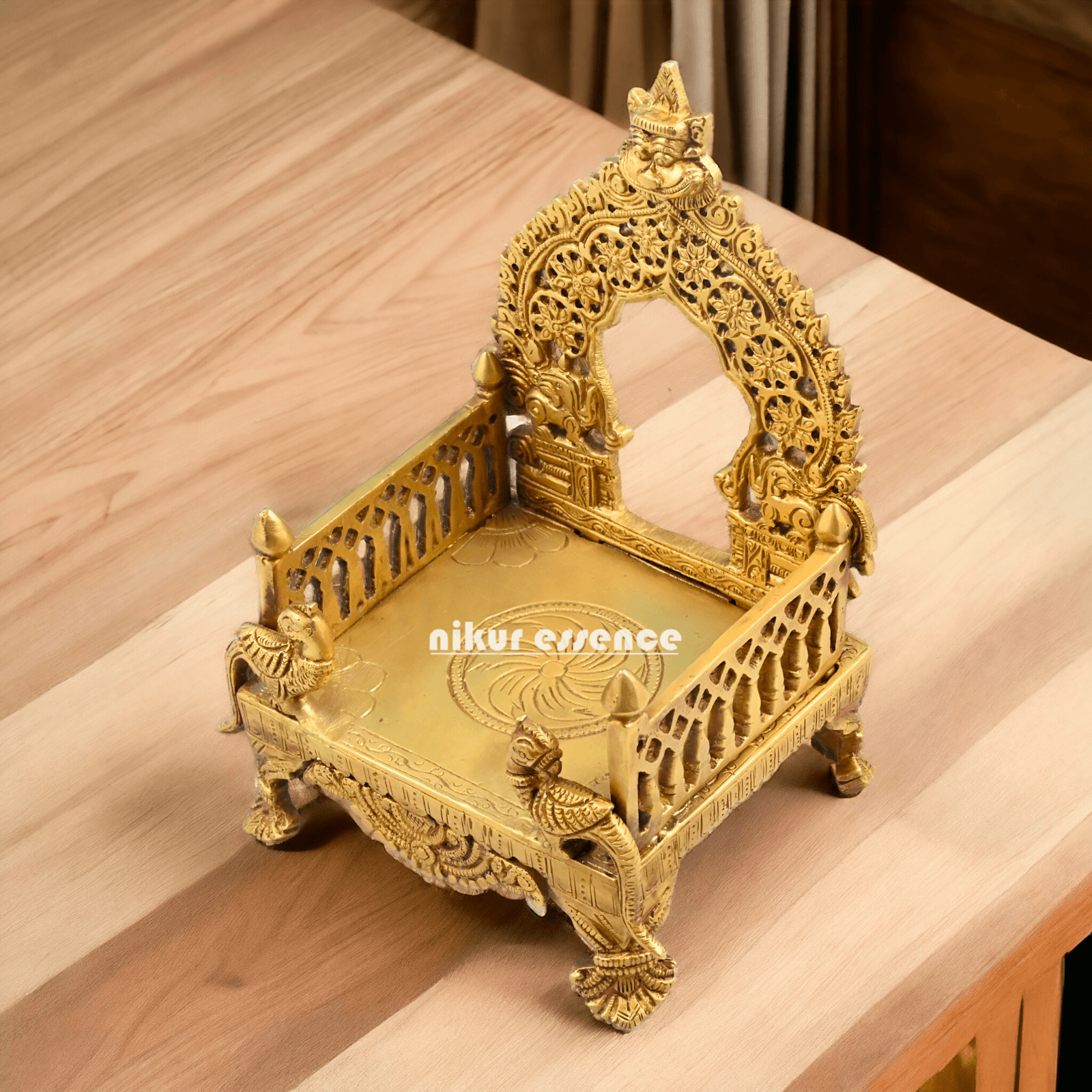 Buy Bhagwan Palki Chowki in brass, 8 Inches Handcrafted Hindu Deity Processional Seat