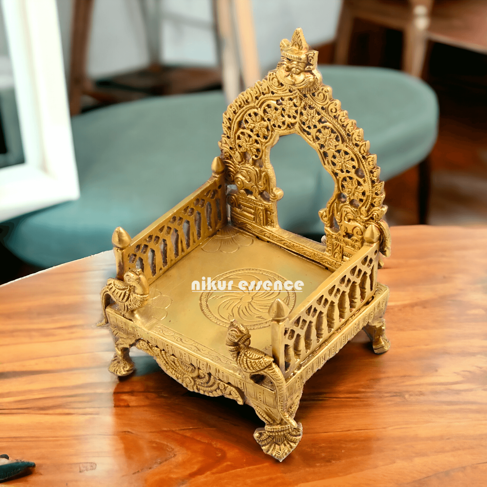 Buy Bhagwan Palki Chowki in brass, 8 Inches Handcrafted Hindu Deity Processional Seat