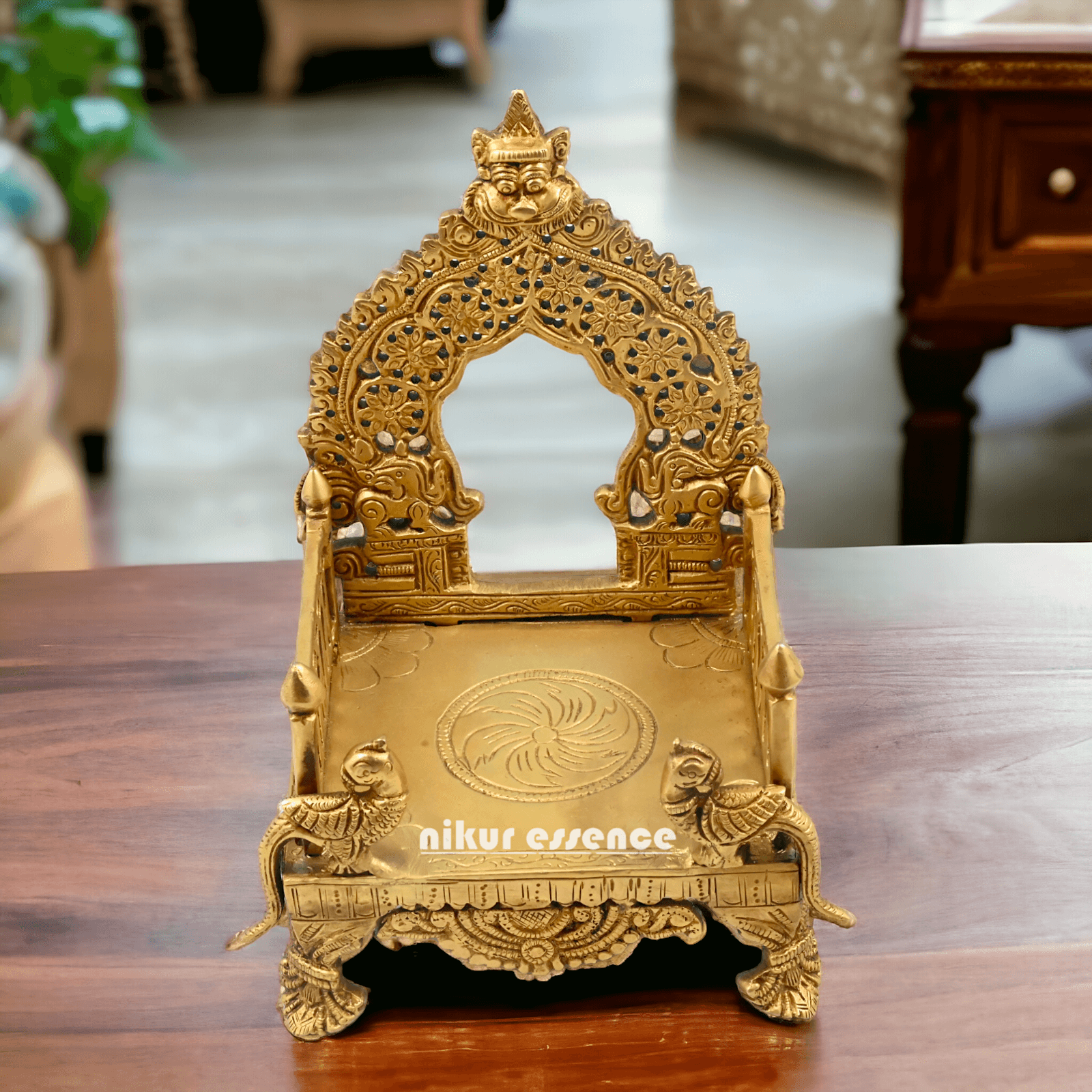 Buy Bhagwan Palki Chowki in brass, 8 Inches Handcrafted Hindu Deity Processional Seat