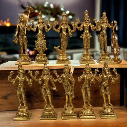 Big size Brass Vishnu Dashavatar idols set Idols Nikuressence