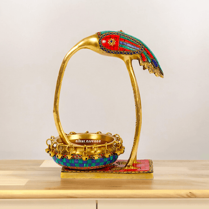 Buy solid brass 30 cm Flamingo Urli Elegant Decorative Water Bowl for Traditional and Modern Home Idols Nikuressence