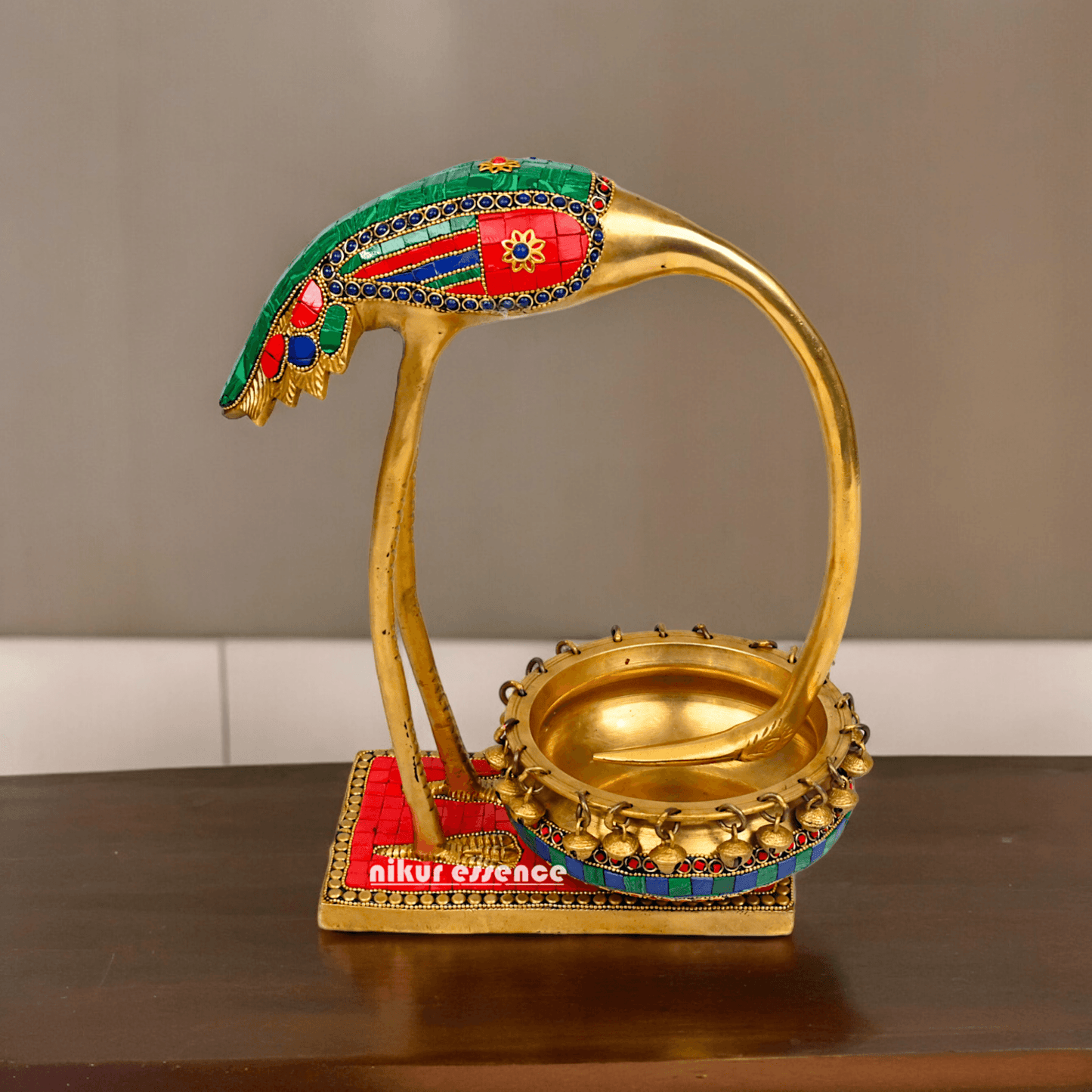 Buy solid brass 30 cm Flamingo Urli Elegant Decorative Water Bowl for Traditional and Modern Home Idols Nikuressence