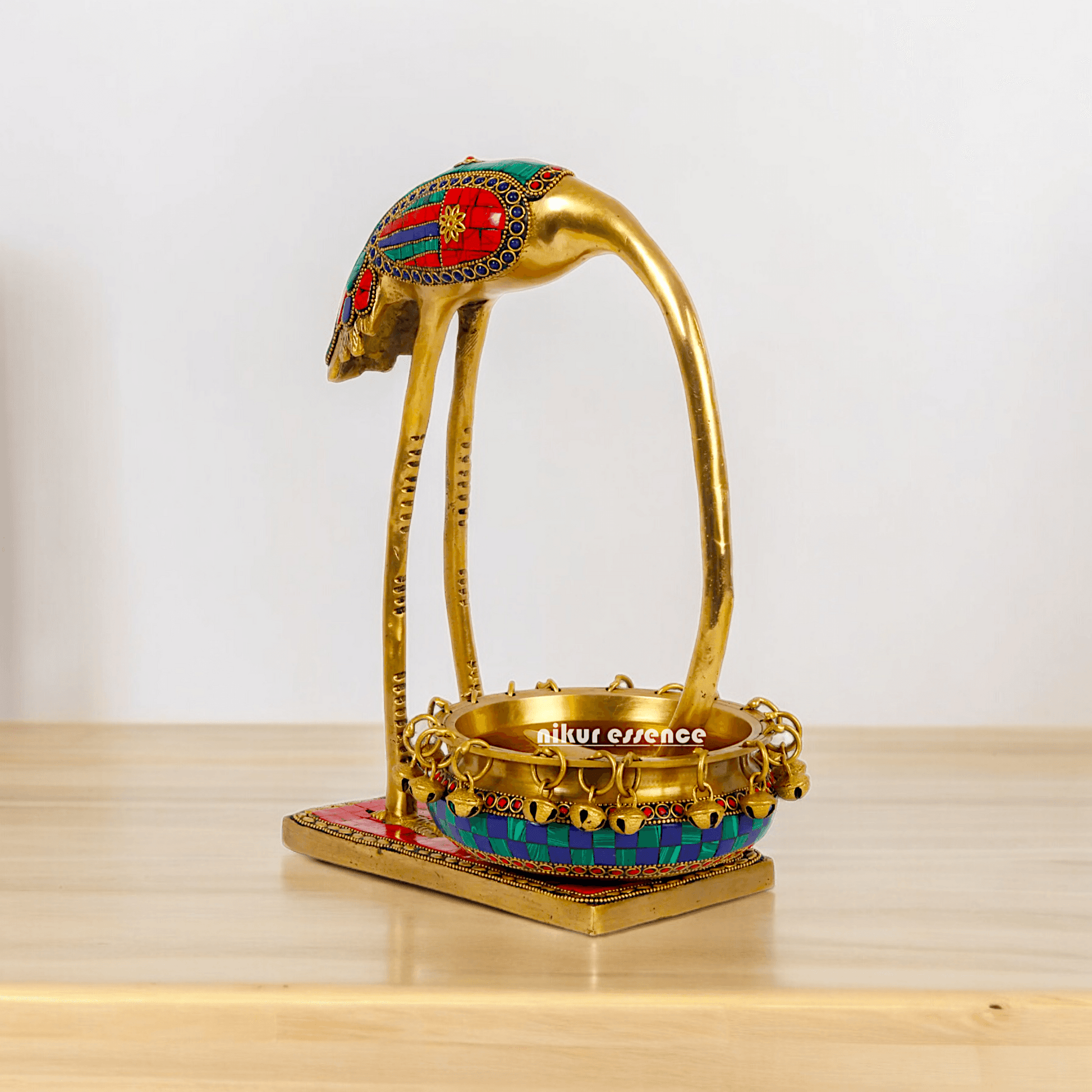 Buy solid brass 30 cm Flamingo Urli Elegant Decorative Water Bowl for Traditional and Modern Home Idols Nikuressence