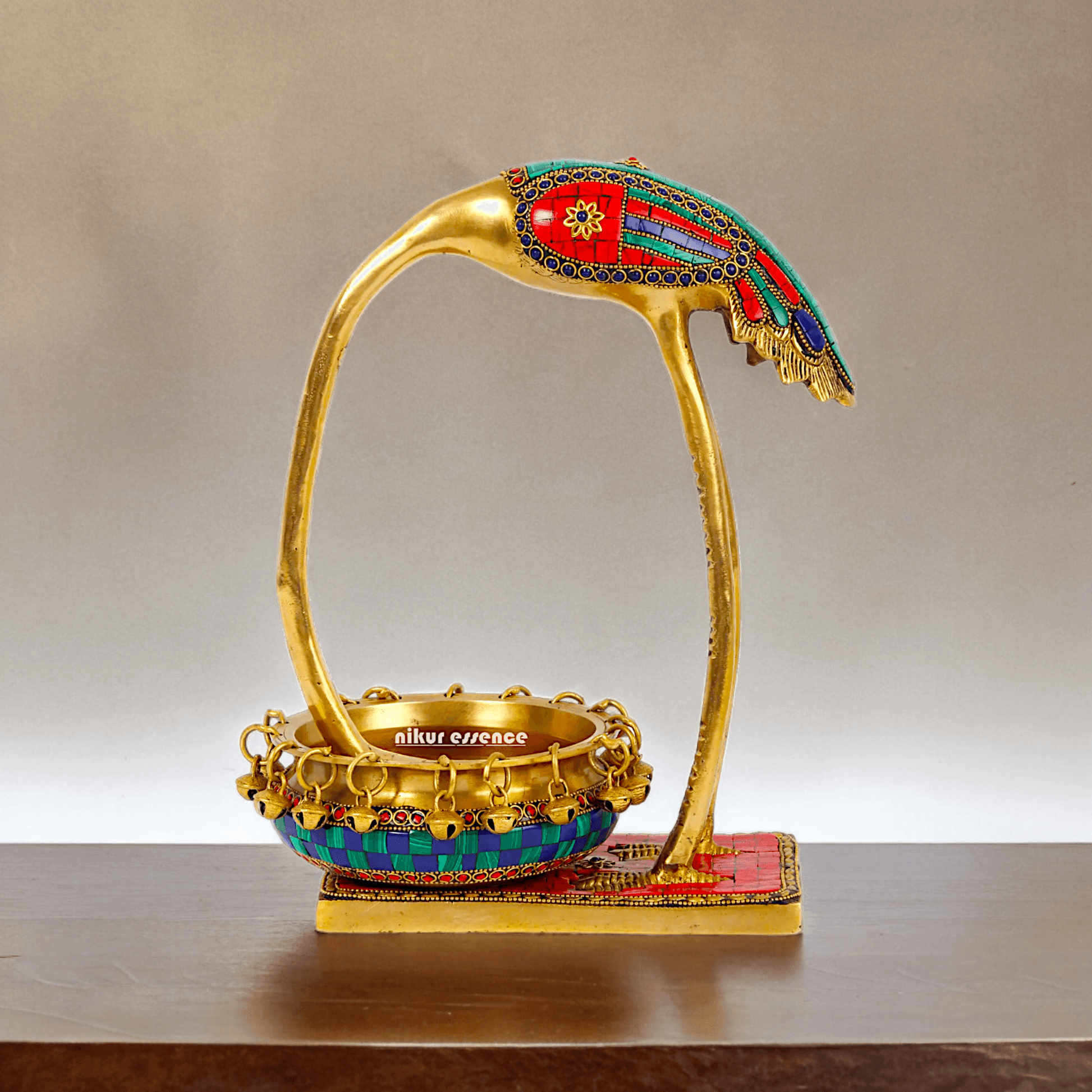 Buy solid brass 30 cm Flamingo Urli Elegant Decorative Water Bowl for Traditional and Modern Home Idols Nikuressence