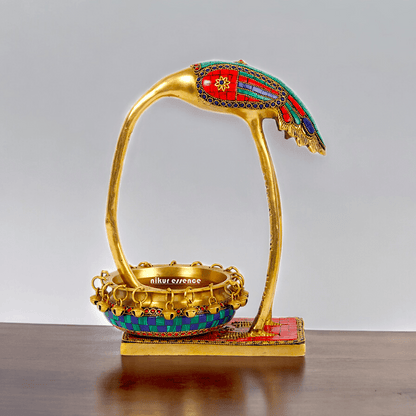 Buy solid brass 30 cm Flamingo Urli Elegant Decorative Water Bowl for Traditional and Modern Home Idols Nikuressence