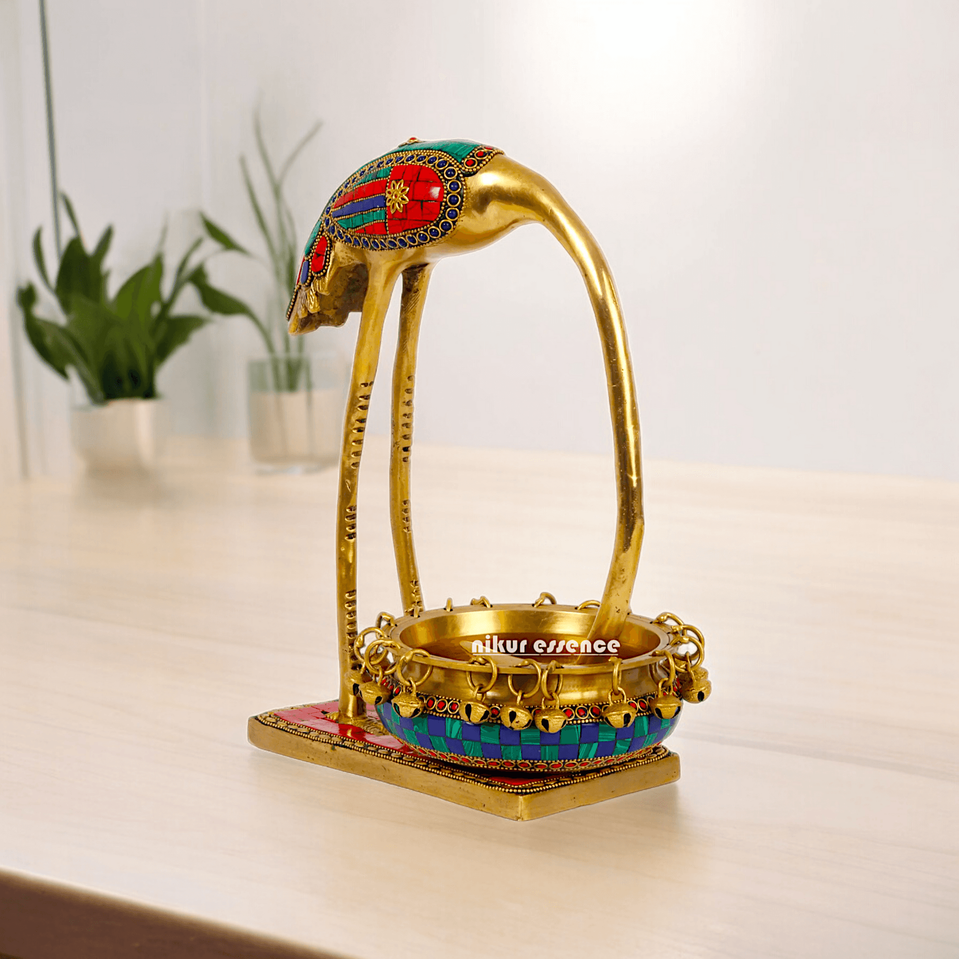 Buy solid brass 30 cm Flamingo Urli Elegant Decorative Water Bowl for Traditional and Modern Home Idols Nikuressence