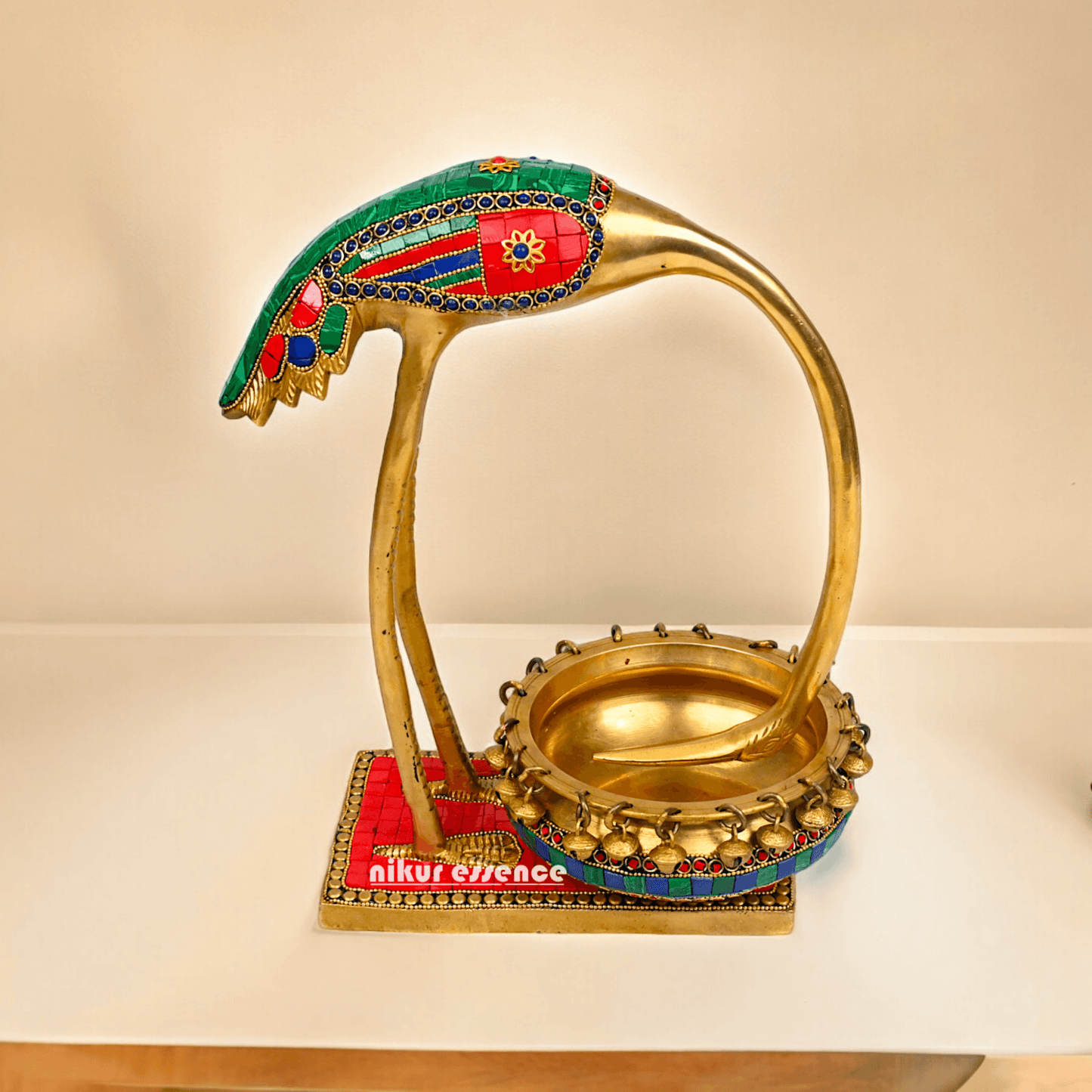 Buy solid brass 30 cm Flamingo Urli Elegant Decorative Water Bowl for Traditional and Modern Home Idols Nikuressence