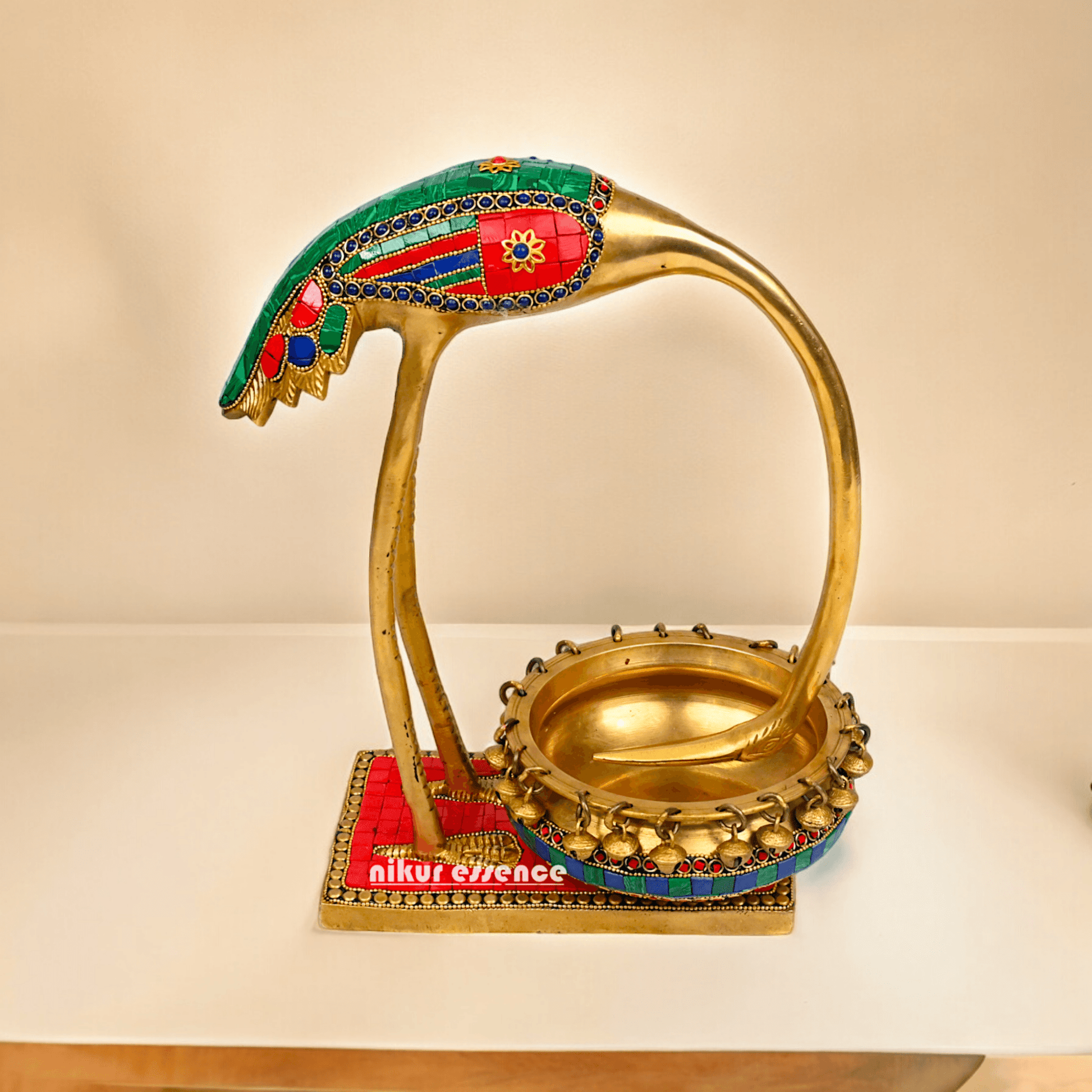 Buy solid brass 30 cm Flamingo Urli Elegant Decorative Water Bowl for Traditional and Modern Home Idols Nikuressence