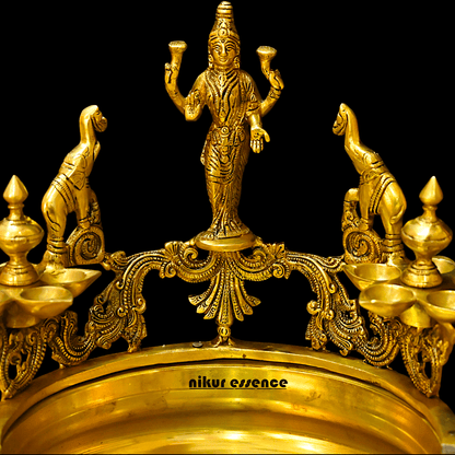 Buy Brass Ashtalakshmi Urli with Multi Wicks Lamp 40.5 cm Intricately Designed for Spiritual and Decorative Use – Nikur Essence Idols Nikuressence