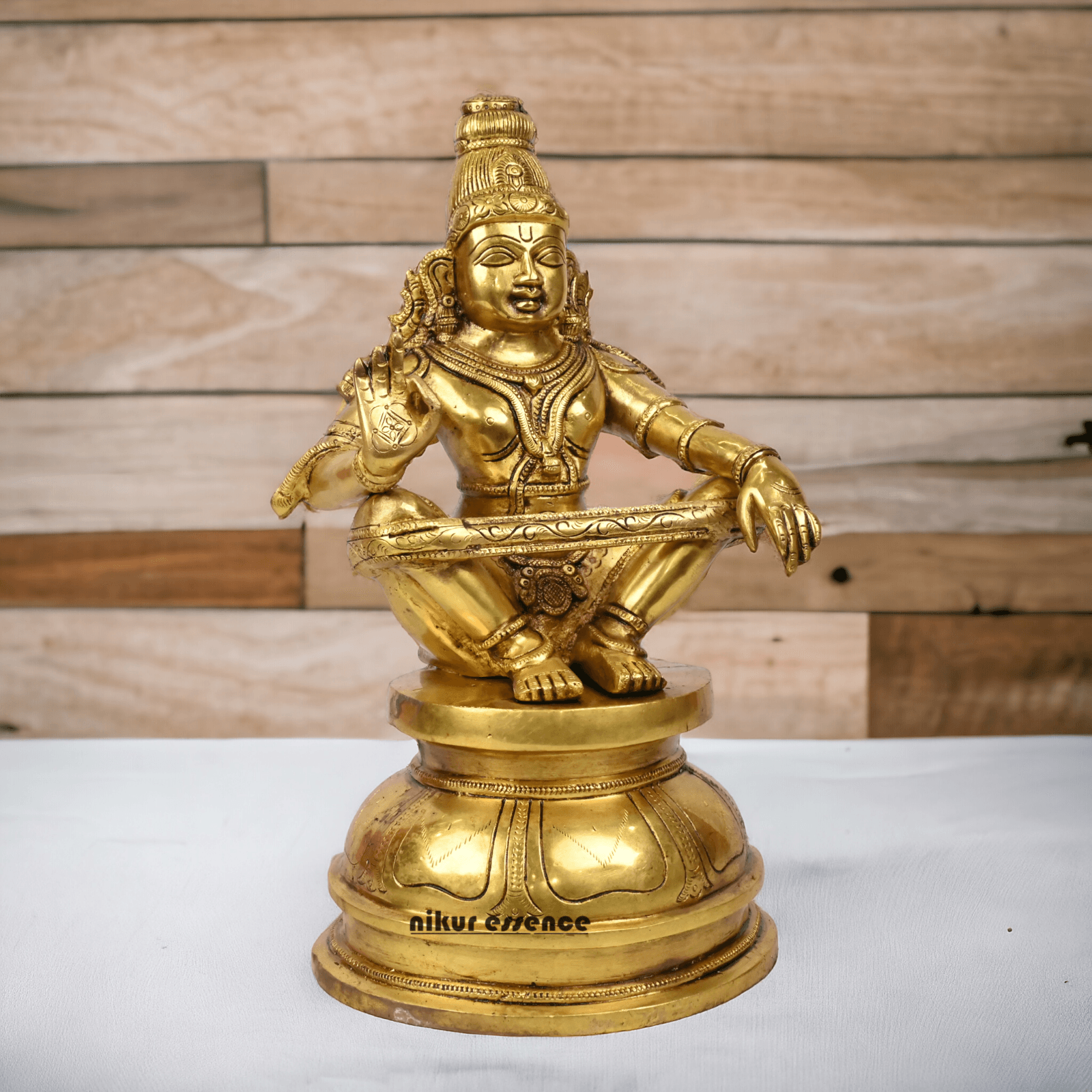 Pure Brass Ayyappa Statue by Nikur Essence - 38 cm