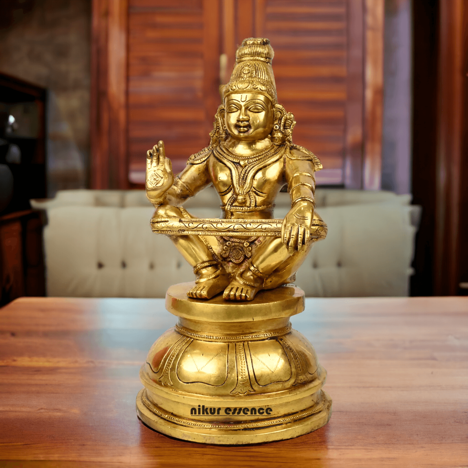 Pure Brass Ayyappa Statue by Nikur Essence - 38 cm