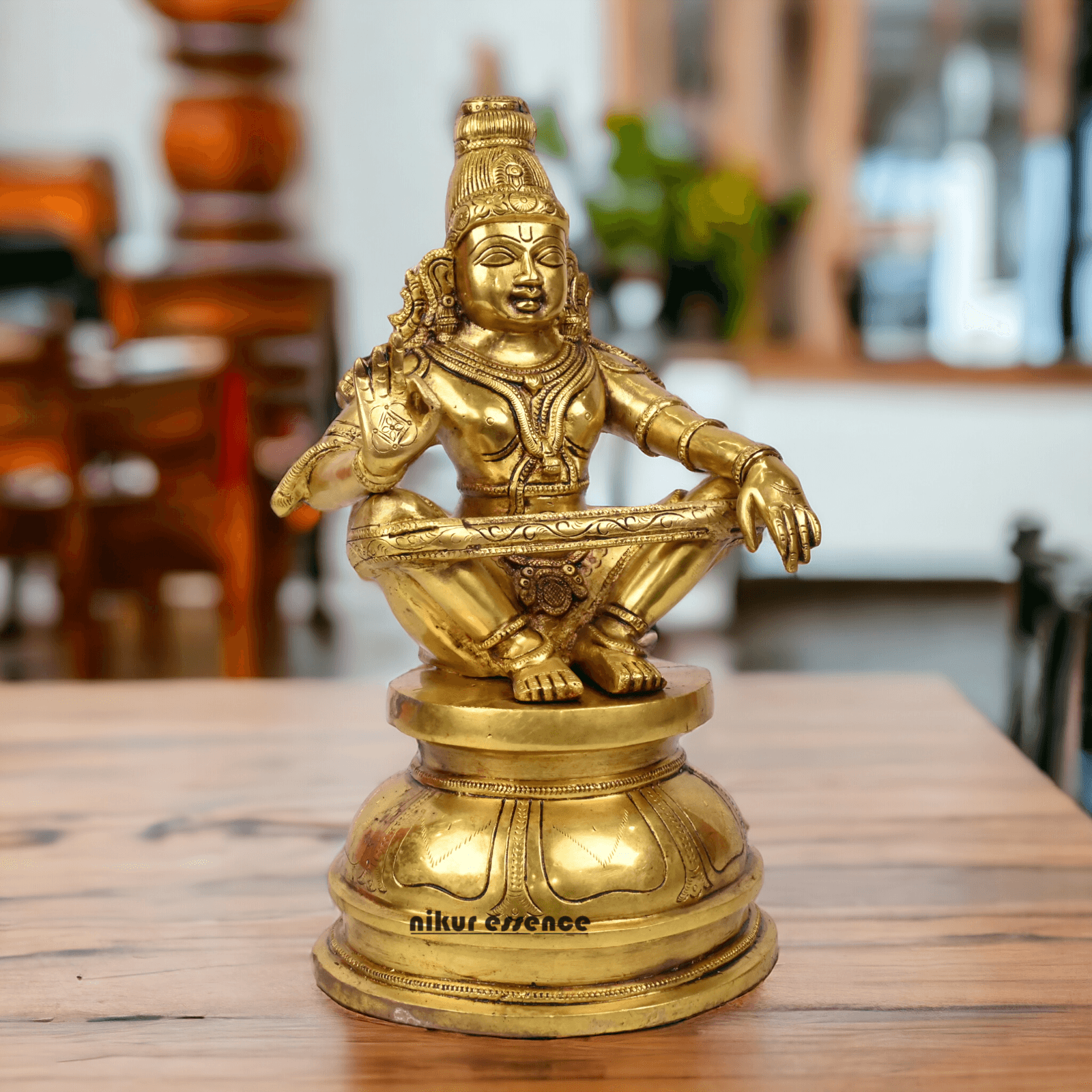 Pure Brass Ayyappa Statue by Nikur Essence - 38 cm