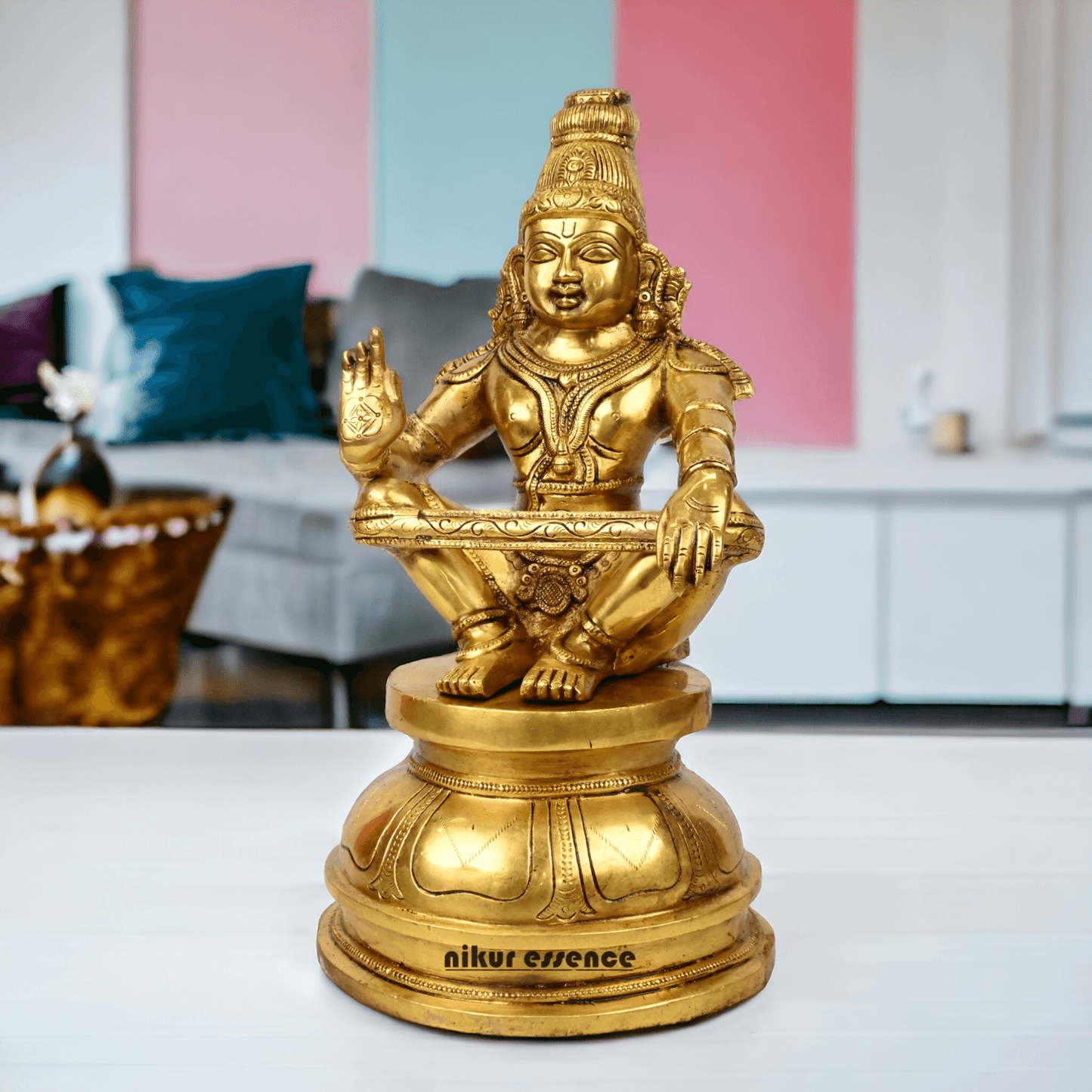 Pure Brass Ayyappa Statue by Nikur Essence - 38 cm