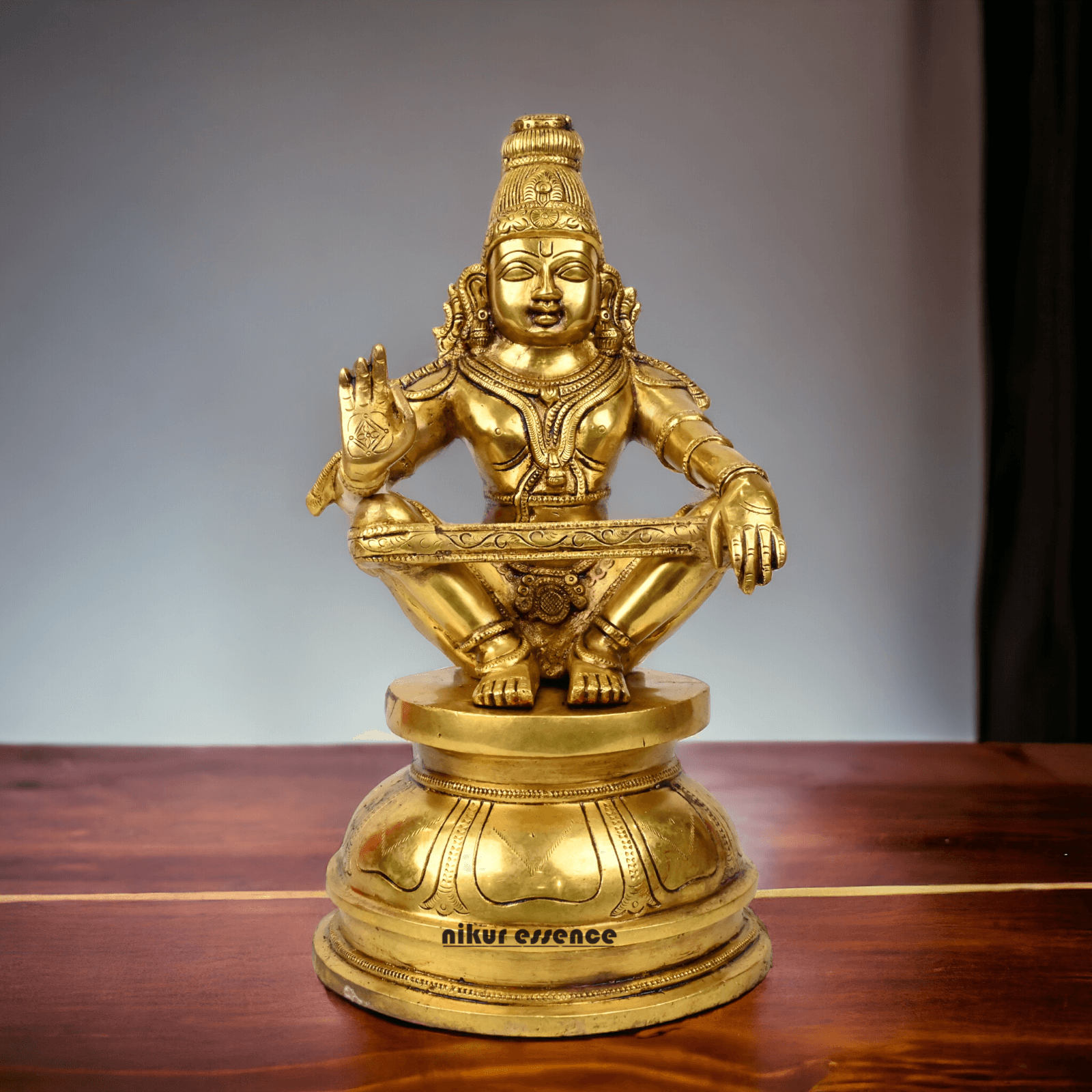 Pure Brass Ayyappa Statue by Nikur Essence - 38 cm