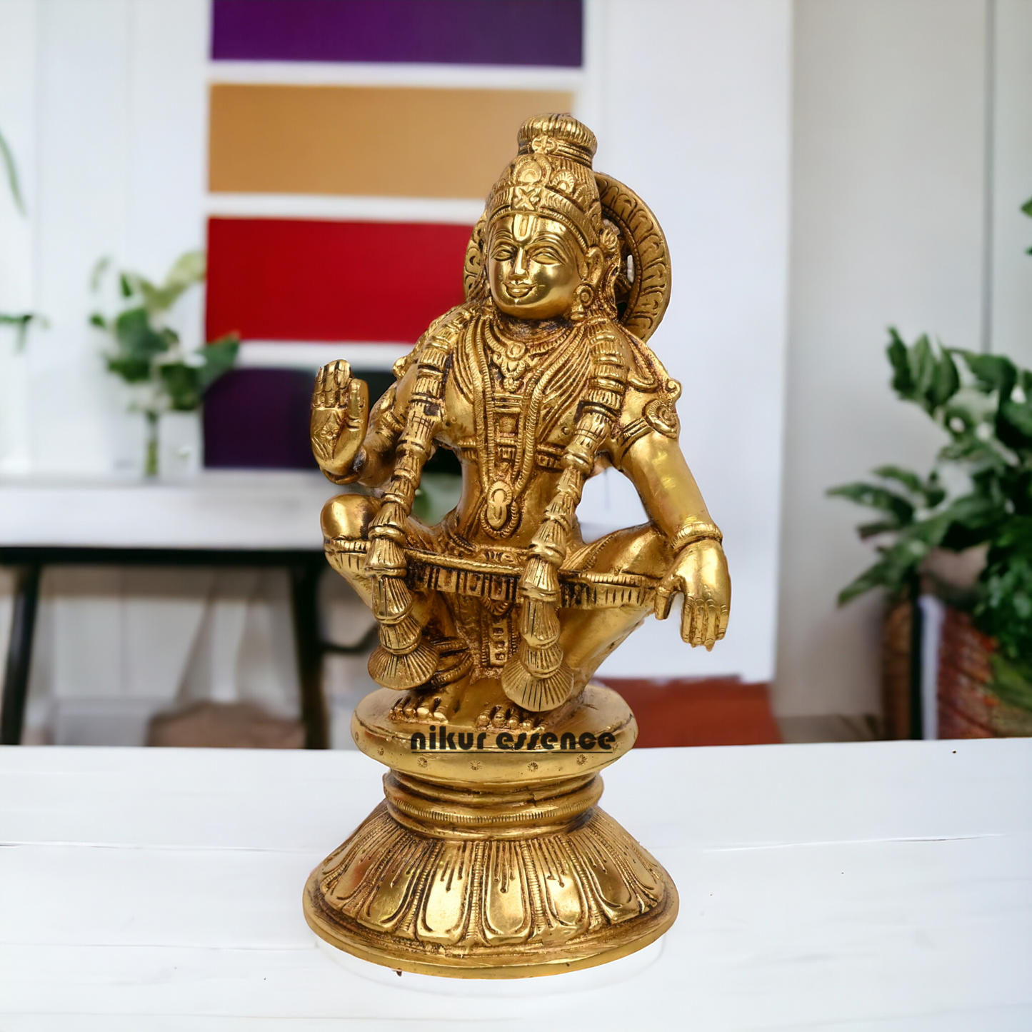 Pure Brass Ayyappan by Nikur Essence - 21.5 cm height