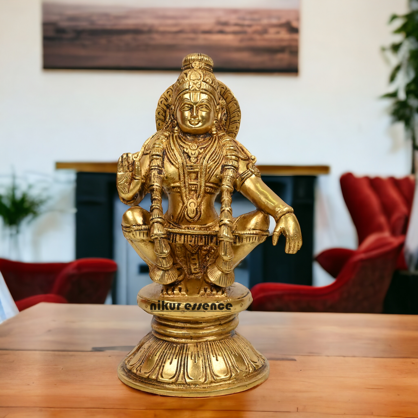 Pure Brass Ayyappan by Nikur Essence - 21.5 cm height