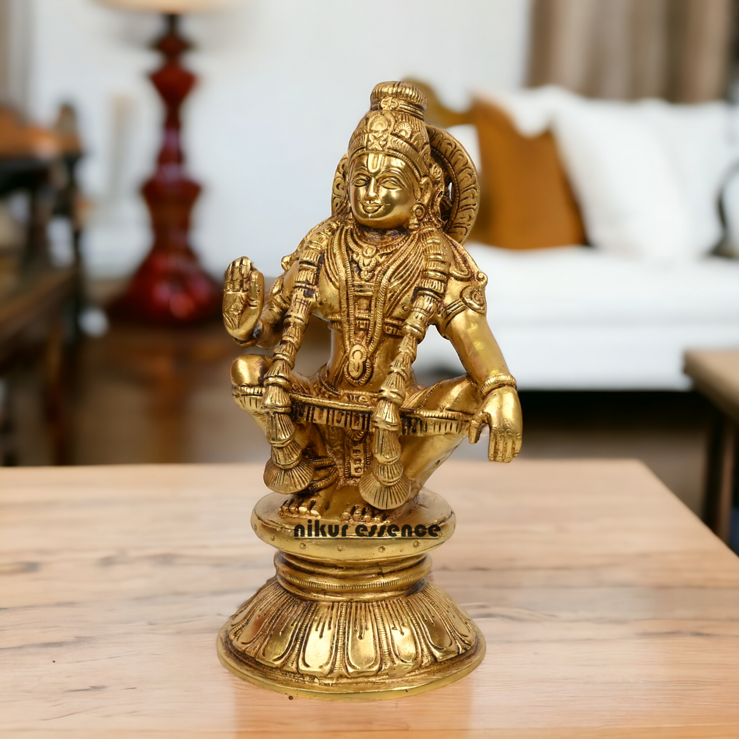 Pure Brass Ayyappan by Nikur Essence - 21.5 cm height