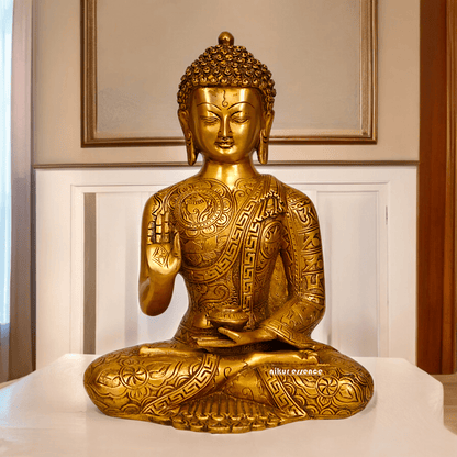 Buy brass 30.5 cm Blessing Buddha Statue - Exquisite Handcrafted Sculpture for Spiritual and Home Decor