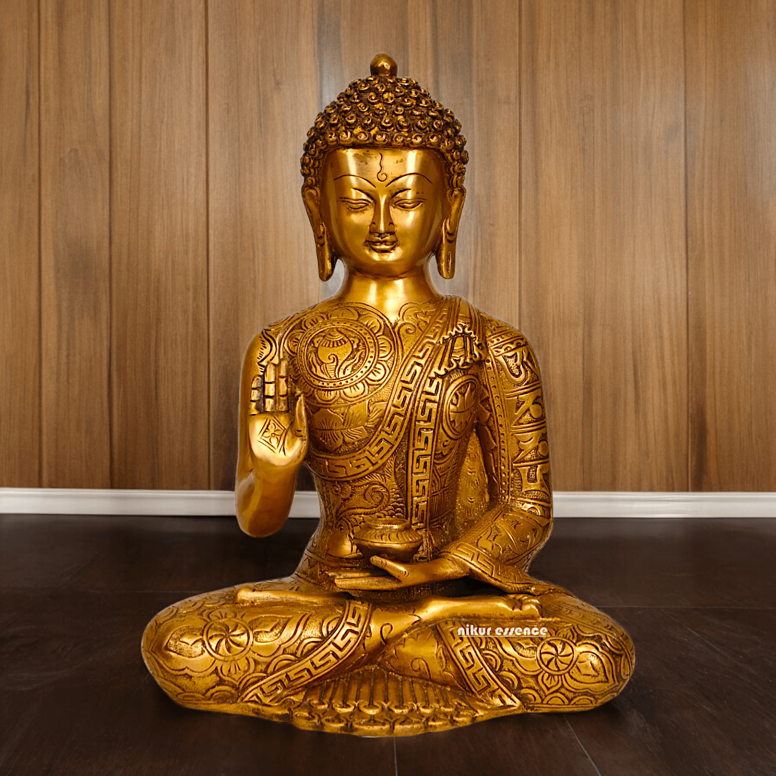 Buy brass 30.5 cm Blessing Buddha Statue - Exquisite Handcrafted Sculpture for Spiritual and Home Decor