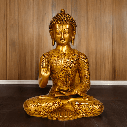 Buy brass 30.5 cm Blessing Buddha Statue - Exquisite Handcrafted Sculpture for Spiritual and Home Decor