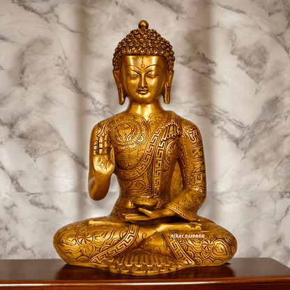 Buy brass 30.5 cm Blessing Buddha Statue - Exquisite Handcrafted Sculpture for Spiritual and Home Decor