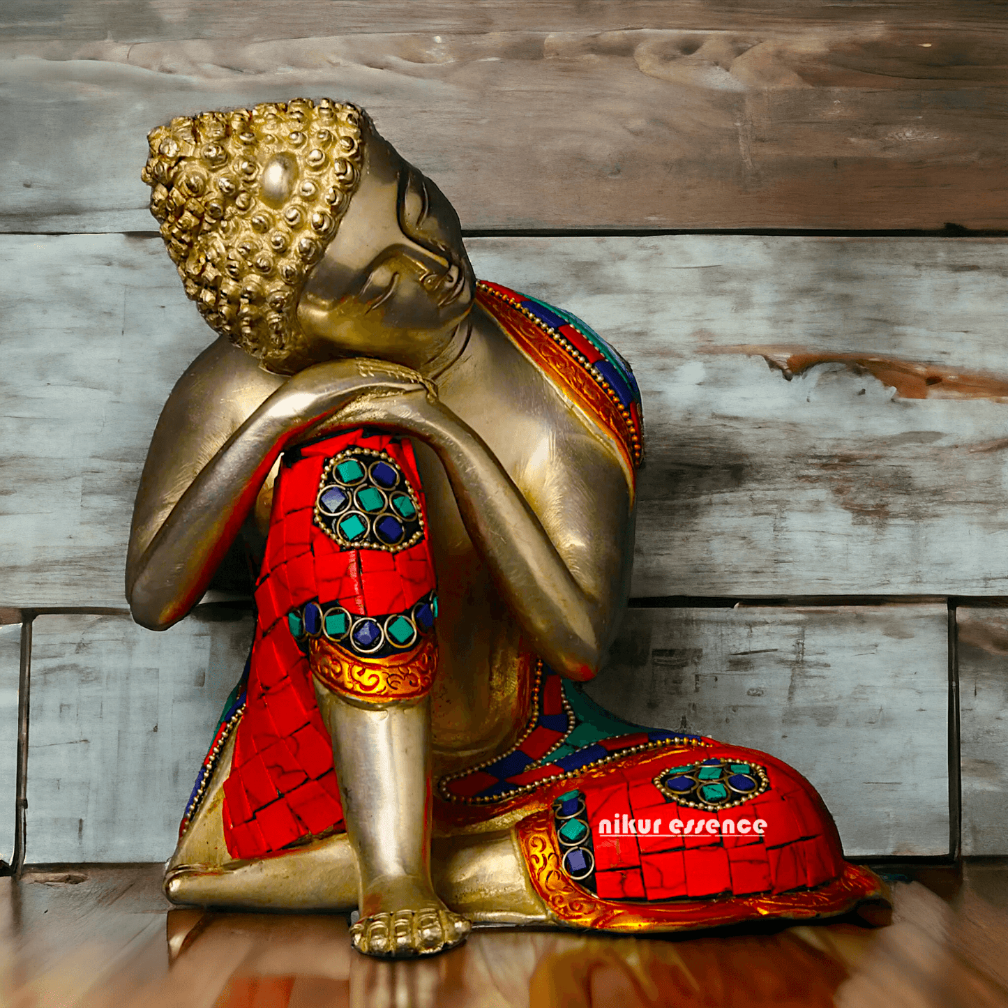 Brass Buddha in Thinking position Statue - 18 cm