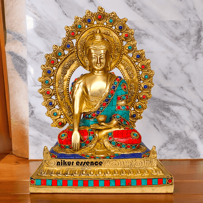 Buy brass 29 cm Buddha Statue , Exquisite Fine Art Sculpture of Enlightenment with Detailed Craftsmanship