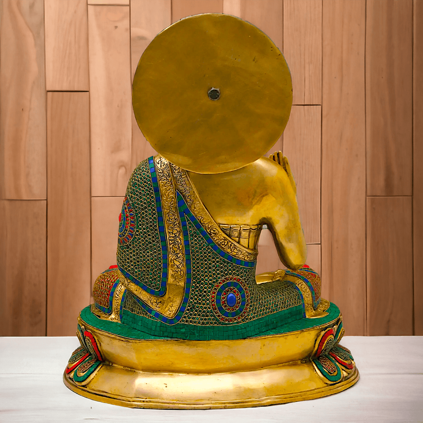 Buy Brass Buddha Statue Preaching His Dharma with Intricate Inlay Work – Detailed Handcrafted Religious Art Idols Nikuressence