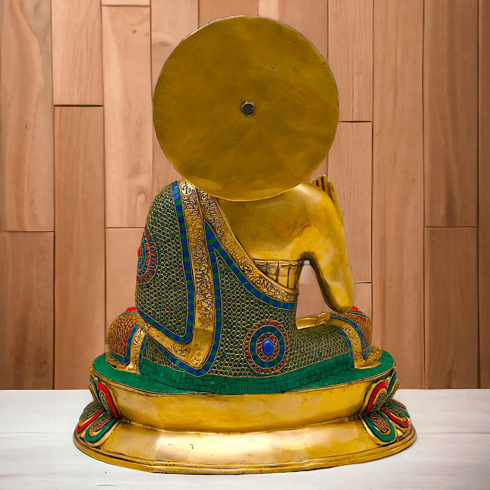 Buy Brass Buddha Statue Preaching His Dharma with Intricate Inlay Work – Detailed Handcrafted Religious Art Idols Nikuressence