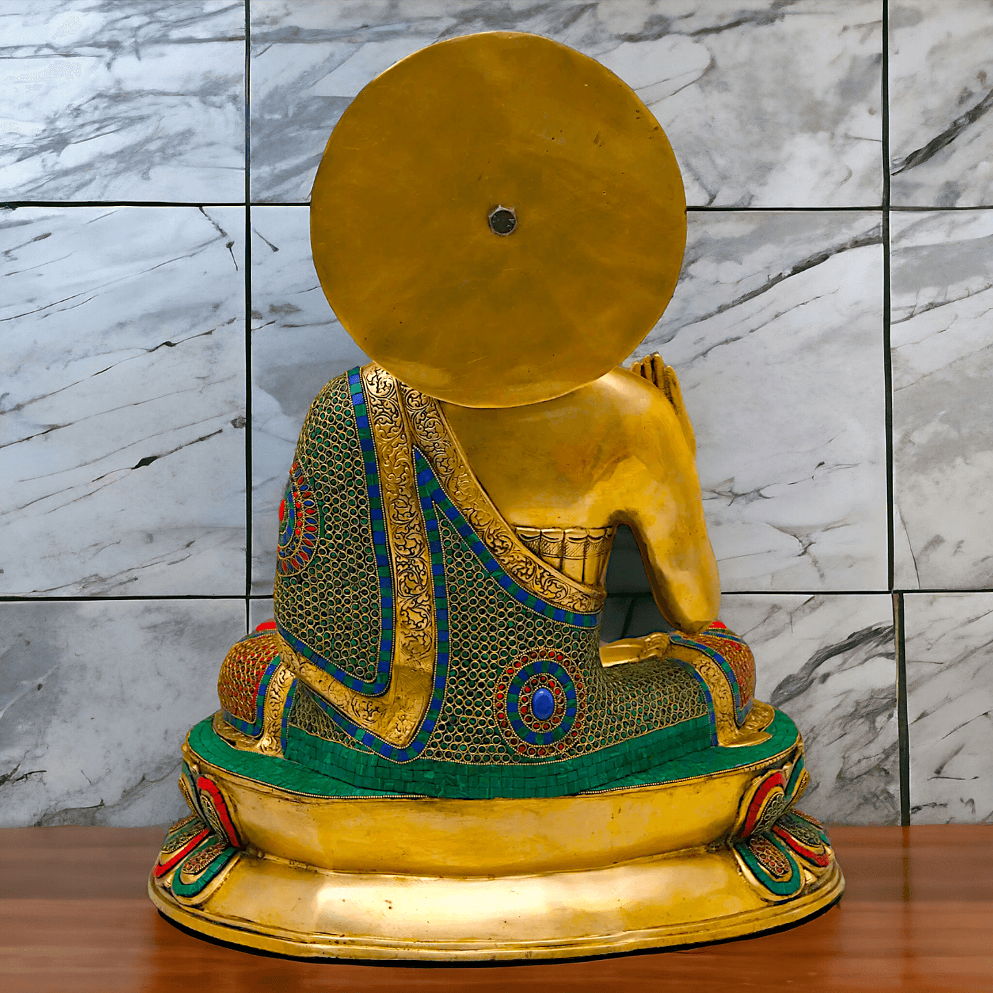 Buy Brass Buddha Statue Preaching His Dharma with Intricate Inlay Work – Detailed Handcrafted Religious Art Idols Nikuressence