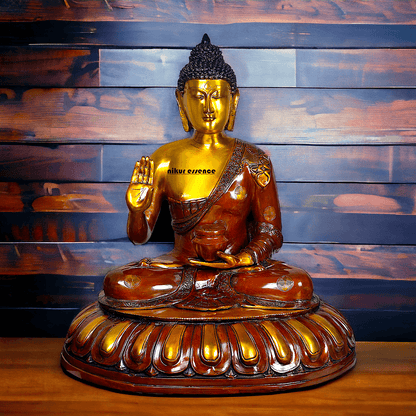 Large Brass Buddha Statue Sitting on Lotus – 73.7 cm High, Intricately Detailed, Perfect for Home Decor, Meditation Space