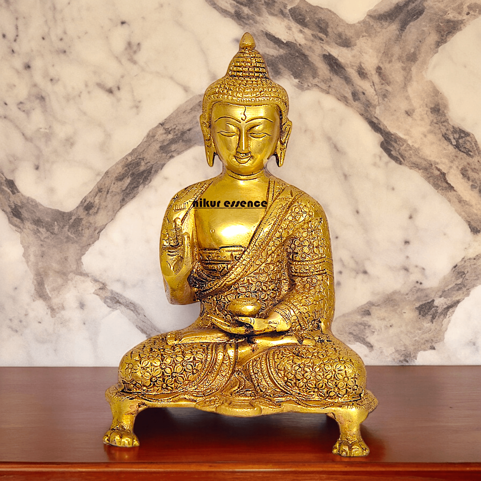 Online Solid Brass 22.9 cm Buddha Yoga Mudra Statue - Handcrafted Tibetan Buddhist Sculpture for Meditation Idols Nikuressence