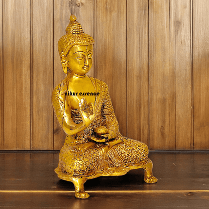 Online Solid Brass 22.9 cm Buddha Yoga Mudra Statue - Handcrafted Tibetan Buddhist Sculpture for Meditation Idols Nikuressence