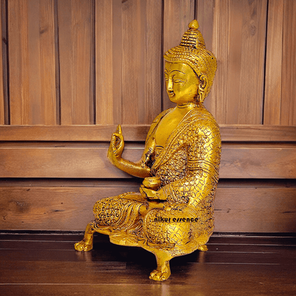 Online Solid Brass 22.9 cm Buddha Yoga Mudra Statue - Handcrafted Tibetan Buddhist Sculpture for Meditation Idols Nikuressence