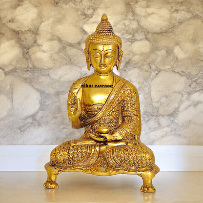 Online Solid Brass 22.9 cm Buddha Yoga Mudra Statue - Handcrafted Tibetan Buddhist Sculpture for Meditation Idols Nikuressence