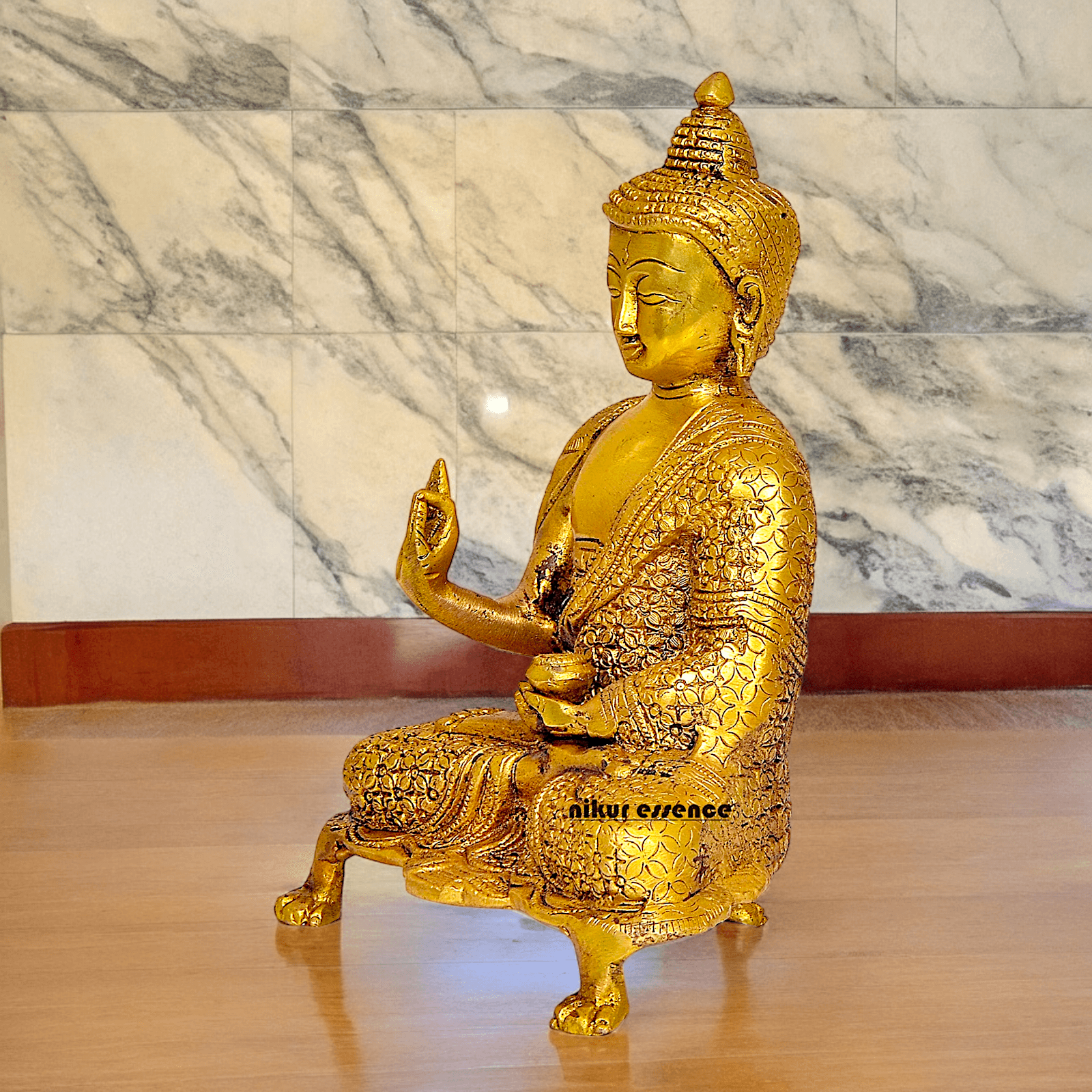 Online Solid Brass 22.9 cm Buddha Yoga Mudra Statue - Handcrafted Tibetan Buddhist Sculpture for Meditation Idols Nikuressence