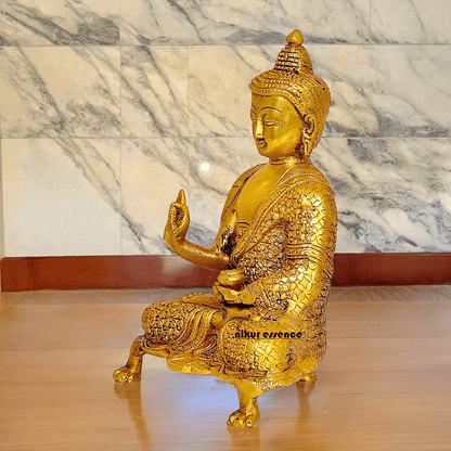 Online Solid Brass 22.9 cm Buddha Yoga Mudra Statue - Handcrafted Tibetan Buddhist Sculpture for Meditation Idols Nikuressence