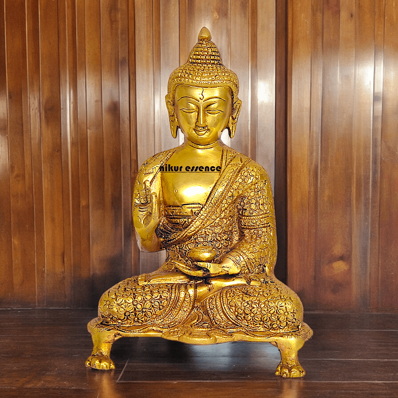 Online Solid Brass 22.9 cm Buddha Yoga Mudra Statue - Handcrafted Tibetan Buddhist Sculpture for Meditation Idols Nikuressence