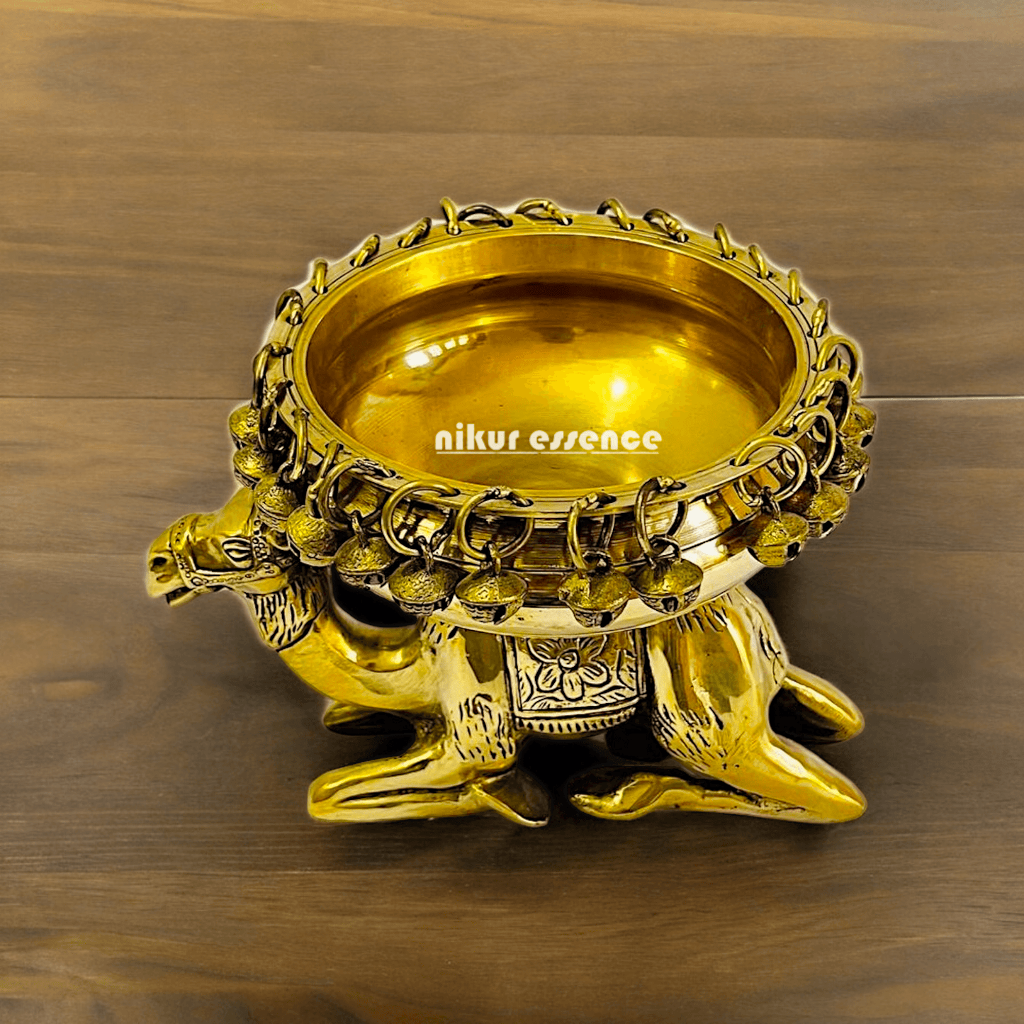 Buy online brass 20 cm Camel Design Traditional Indian Urli – Handcrafted Brass Decorative Bowl with Unique Camel Motif by Nikur Essence Idols Nikuressence